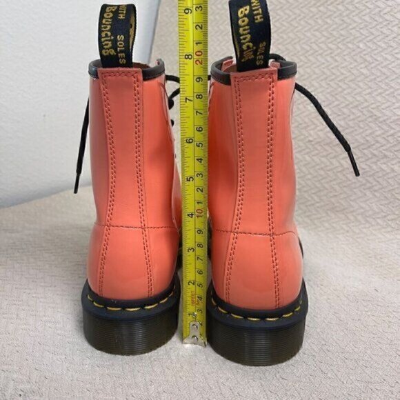 Dr. Martens 1460 Womens Patent Leather Lace-Up Platform Combat Boot Coral Size 7 - Picture 11 of 13